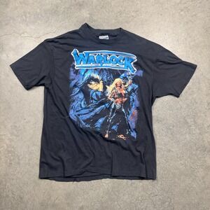 Vintage Hanes Warlock Triumph & Agony 1988 Tour Shirt Mens XL Black Preowned Tee